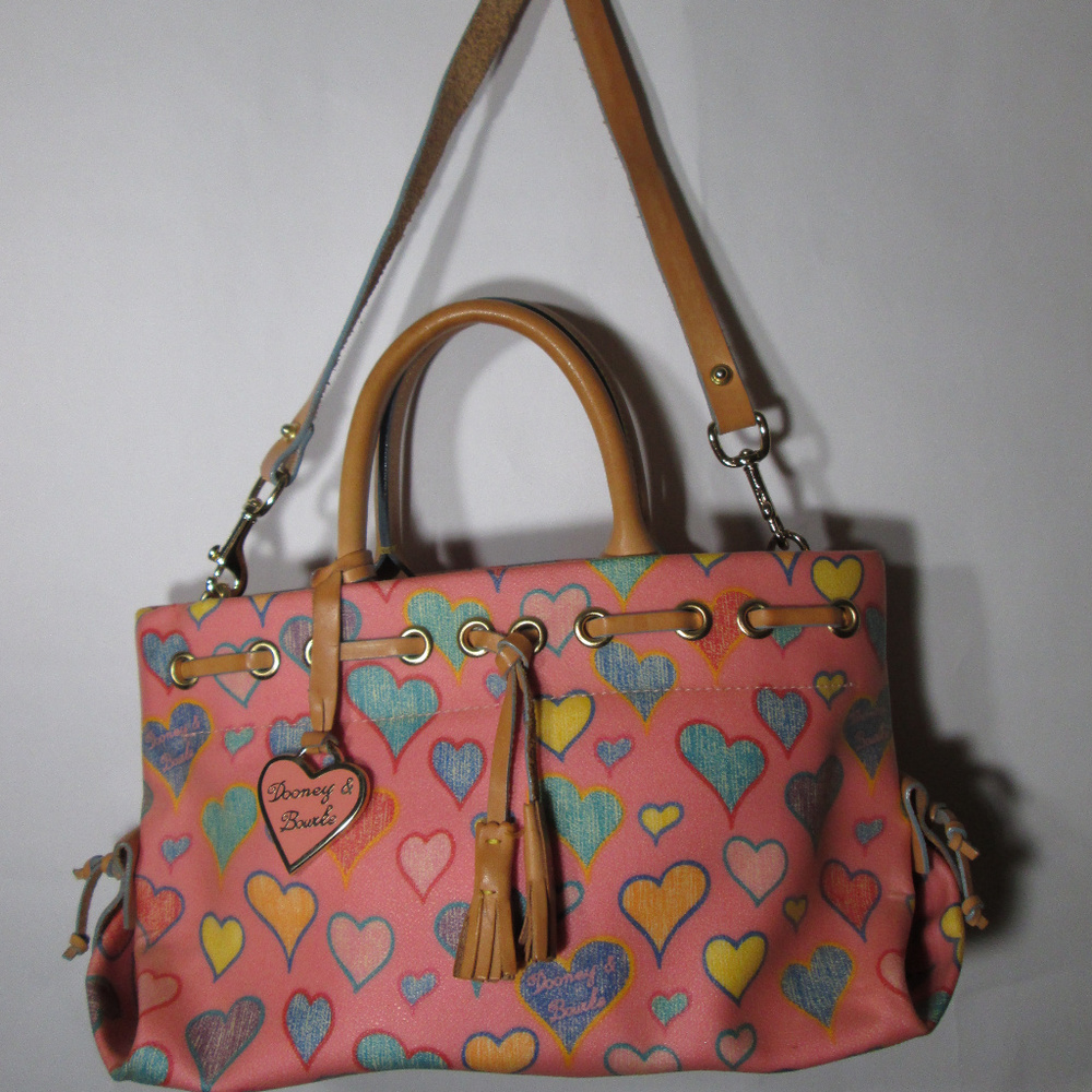Dooney & Bourke Heart Print Pink Leather Satchel